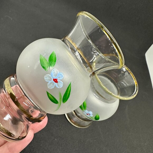 Vintage Bartlett Collins Glass Bud Vase Flower Floral Hand Painted Frosted - Picture 6 of 9